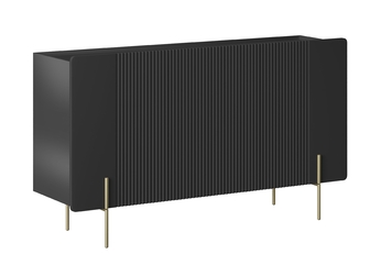 Komoda Malmi 150 cm třídveřová - černá mat / zlote nozki