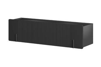 skříňka RTV Malmi 150 cm závěsná - černá mat / černá