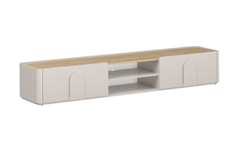 TV komoda Amilio 220 cm v barvě kasmír s dřevěnou deskou a šuplíkem
