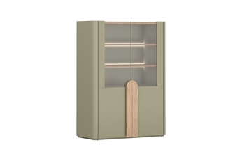 Vitrína Amilio pro obývacího pokoje 100 cm - eukaliptus / dub baltic dune / Úchytky dub přírodní