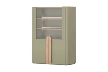 Vitrína Amilio do obývacej izby 100 cm - eukaliptus / Dub baltic dune / úchyty Dub prírodné