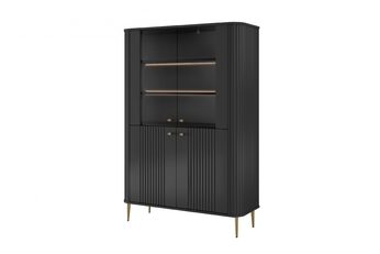 Vitrína Vesper pro obývacího pokoje - černá / zlote Nohy