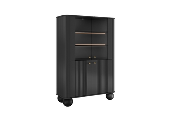 Vitrína Vesper do obývacej izby - Čierny / zlote úchyty / nožičky kule