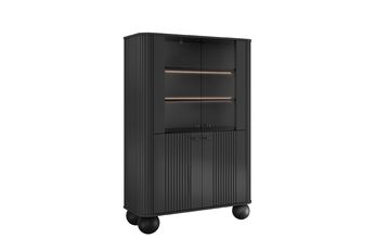 Vitrína Vesper pro obývacího pokoje - černá / černá Úchytky / Nohy kule