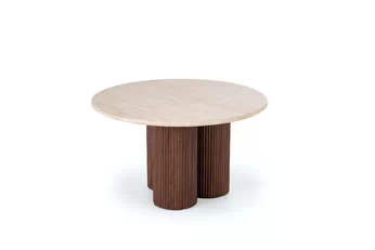 Konferenčný stolík okragla dorotea 80 cm do obývacej izby - Travertín / orieškový