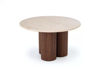 Konferenčný stolík okragla Massia 80 cm do obývacej izby - Travertín / Orech