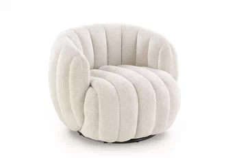Křeslo čalouněná Lenis obrotowy - kremowa boucle Raven 22
