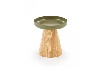 Konferenční stolek okragla Gina 40 cm pro obývacího pokoje - přírodní / zelená