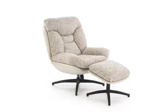 Kreslo odpočinkové Lunio otočna z podnozkiem - Béžová látka