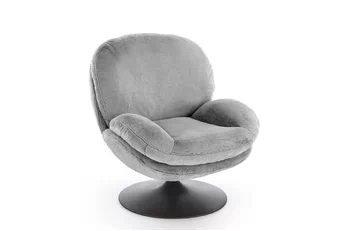 Křeslo čalouněná Sella obrotowy - šedá Pletenina futerkowa 