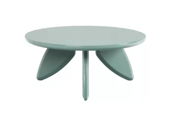 Kulatý konferenční stolek Lumis 80 cm zelený s lesklými nožkami MDF