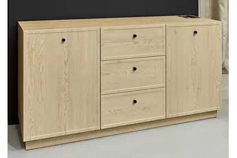 Komoda Lorini 150 cm so zásuvkami - Dub cremona / čierny úchyty /cokol - Limitovaná ponuka expozície
