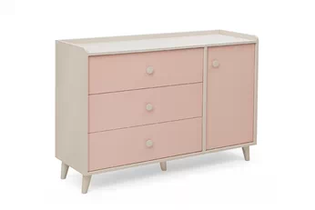 Komod dziecieca Marla 120 cm fiokokkal - piasek pustyni / roz / millenial pink
