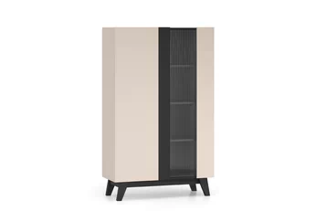 Vitrína Salio 95 cm - kašmír / černá