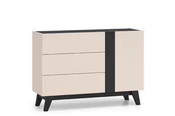 Komoda Salio 120 cm jednodverová so zásuvkami - kašmír / Čierny