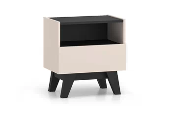 Nočný Stolík Salio 50 cm so zásuvkami - kašmír / Čierny