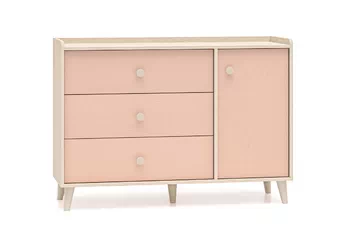 Komoda dziecieca Marla 120 cm se zásuvkami - piasek pustyni / Růžová / millenial pink - Omezená nabídka z expozice