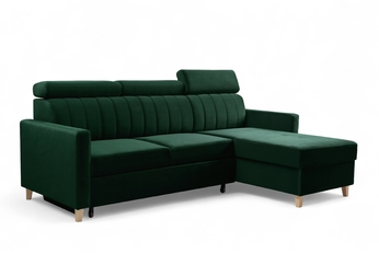 Rohová sedacia súprava Vario s funkciou spánku uniwersalny prawo/Ľavá strana - Zelený velúr Bluvel 78