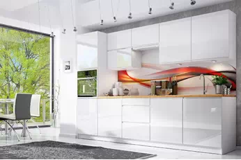 Komplet nábytku kuchynského Aspen 300cm z cokolem - biely lesk