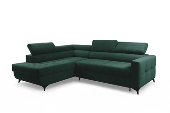 Rohová sedacia súprava Nardo L s funkciou spánku Ľavá strana - Zelený velúr Bluvel 78