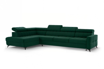 Rohová sedací souprava Nardo Maxi rozkládací levá - zelená samet Bluvel 78