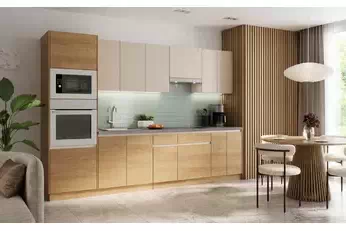 Komplet nábytku kuchennych Campari 300cm - hikora přírodní / béžová Pískový