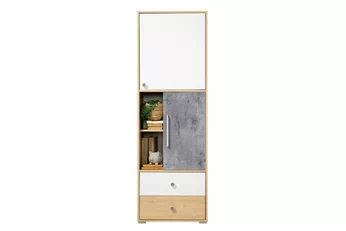 Skrinka Step 60 cm so zásuvkami Dub biszkoptowy / Biely lux / beton