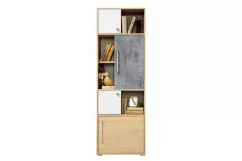 Skrinka Step 60 cm z policami Dub biszkoptowy / Biely lux / beton