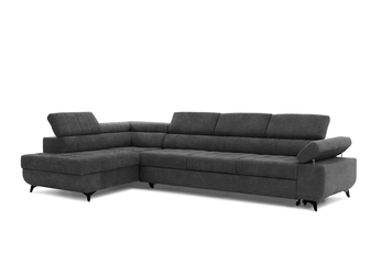 Rohová sedacia súprava Dragonis Maxi s funkciou spánku Ľavá strana - Grafitový velúr ľahkočistiaci Zetta 305