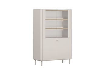 Vitrína Elivo 100 cm na nôžkach - kašmír / Dub olejowany