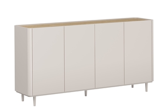 Komoda Elivo 200 cm štvordverová na nôžkach - kašmír / Dub olejowany