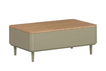 Konferenčný stolík Elivo 100 cm s zásuvkami, olivový eukalyptus, dub baltic dune doska