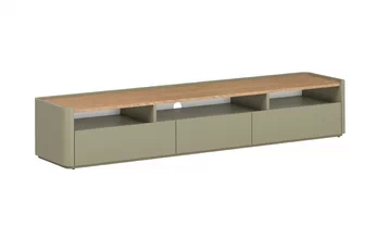 TV stolek Elivo 200 cm v olivové barvě eukalyptus s deskou dub baltic dune, moderní styl