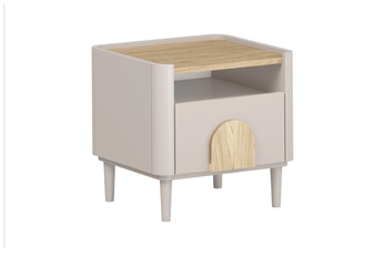Nočný Stolík Amilio z szuflada 50 cm na nôžkach - kašmír / Dub olejowany / úchyty Svetlý dub