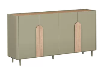 Komoda čtyřdveřová Amilio 200 cm na nožkách - eukaliptus / dub baltic dune / Úchytky dub přírodní