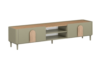 RTV skříňka Amilio 220 cm v barvě eukalyptus se zásuvkou a deskou dub baltic dune