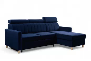 Rohová sedacia súprava Vario s funkciou spánku uniwersalny prawo/Ľavá strana - námornícka modrá velúr Bluvel 86