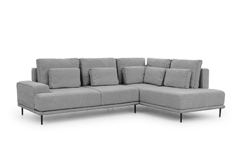 Rohová sedací souprava Nicole L rozkladany pravá - šedá plecionka Magni 206-12 / Nohy černá 