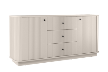 Komoda Vesper 160 cm so zásuvkami na sokelu - kašmír / čierny úchyty