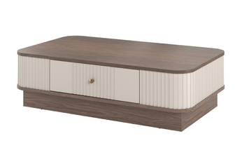 stolek kawowy z szuflada Vesper 103x60 cm - kašmír / ořech / zlatá uchwyt