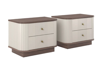Komplet szafek nocnych Vesper 56 cm na soklu - kašmír / ořech / zlote Úchytky