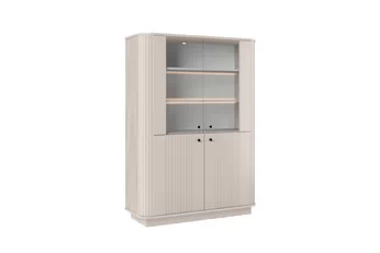 Vitrína Vesper do obývacej izby na sokelu - kašmír / čierny úchyty