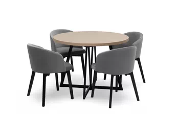 Komplet Stůl rozkladany Cedrus 105/160 cm + 4 Židle Nerevio - dub vinceza / šedá