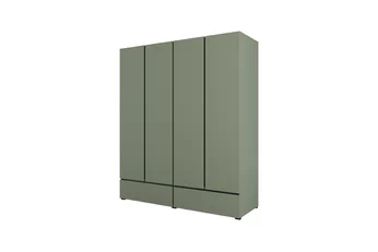 Skriňa Cross 180 cm so zásuvkami - zgaszona zelená / zgaszona zelená - Čierny