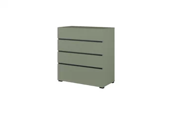 Komoda Cross 80 cm se zásuvkami - zgaszona zelená / zgaszona zelená - černá
