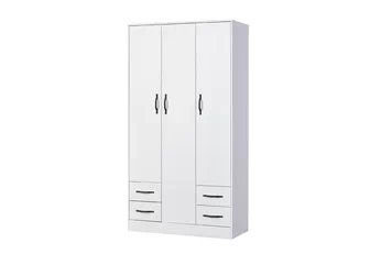 Skriňa trojdverová Lomaro 120 cm so zásuvkami - Biely / Úchytka Čierny 