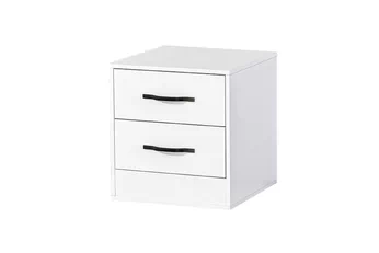 Nočný Stolík Lamaro 50 cm so zásuvkami - Biely / Úchytka Čierny 