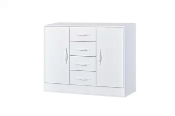 Komoda dvoudveřová Lomaro 120 cm se zásuvkami - bílá / uchwyt bílá