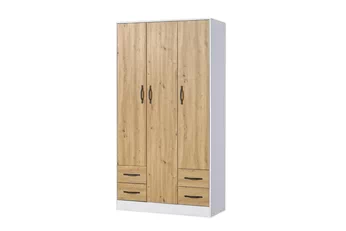Skriňa trojdverová Lomaro 120 cm so zásuvkami - Dub artisan / Úchytka Čierny 