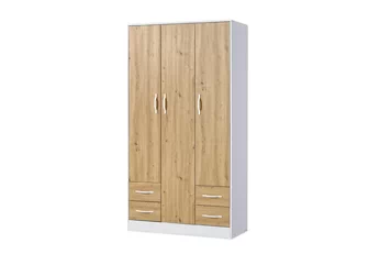 skříň třídveřová Lomaro 120 cm se zásuvkami - dub artisan / uchwyt bílá 